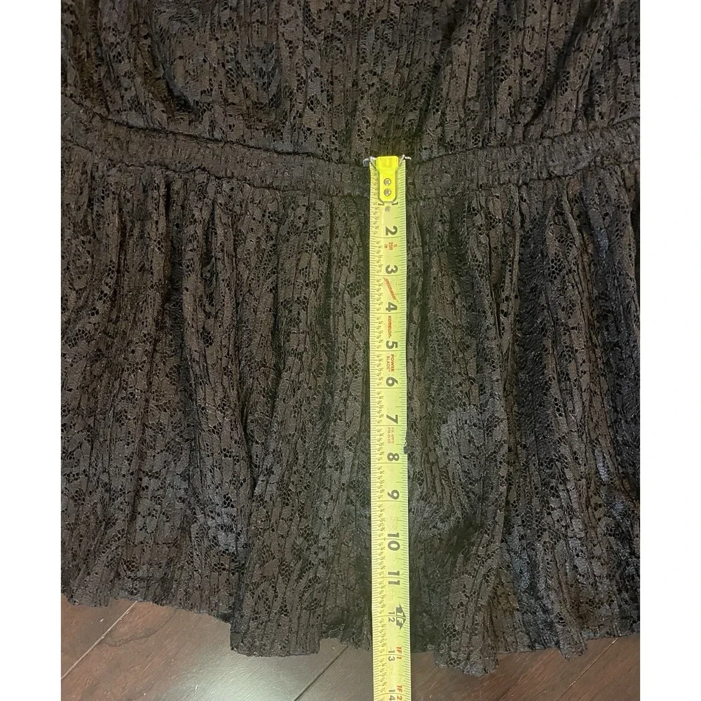 Free People Mini Dress Small Black Lace Sheer Off Shoulder Dropped Waist Boho